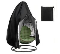 Egg Chair Cover with Zipper & Drawstring, 210D Oxford Cloth Single Seat Swing Waterproof Covers, 190x115cm Outdoor Patio Cocoon Hanging Chair Cover for Veranda Garden Furniture, Swing Chairs (Black)