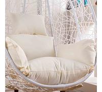 Egg Chair Cushion, Outdoor Hanging Swing Chair Seat Cushion Replacement Cover, Thicken Waterproof Sun-Resistant Hammock Chair Cushion with Pillow and Armrests White