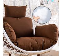 Egg Chair Cushion, Outdoor Hanging Swing Chair Seat Cushion Replacement Cover, Thicken Waterproof Sun-Resistant Hammock Chair Cushion with Pillow and Armrests Brown