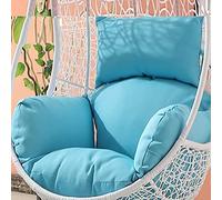 Egg Chair Cushion Replacement Waterproof, Hanging Hammock Chair Cushion Only, Outdoor Rocking Chair Seat Cushion Swing Hanging Basket Seat Pads with Adjustable Pillow and Armrest Blue