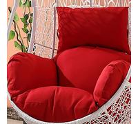 Egg Chair Cushion Replacement Waterproof, Hanging Hammock Chair Cushion Only, Outdoor Rocking Chair Seat Cushion Swing Hanging Basket Seat Pads with Adjustable Pillow and Armrest Red