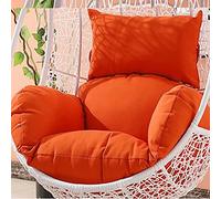 Egg Chair Cushion Replacement Waterproof, Hanging Hammock Chair Cushion Only, Outdoor Rocking Chair Seat Cushion Swing Hanging Basket Seat Pads with Adjustable Pillow and Armrest Orange