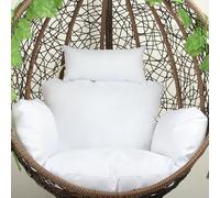 Egg Chair Cushions Cover with Pillow, Thick Hanging Egg Chair Swing Cushion, Removable and Washable Cushion for Egg Chair Swing for Terrace Outdoor(White)