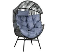 Egg Chair Rattan Cushion Headrest Outdoor Garden Hanging Swing Seat Grey