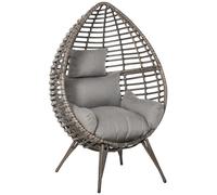 Egg Chair Rattan Wicker Teardrop Hanging Lounge Cushion Set Indoor Outdoor