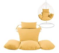 Egg Chair Replacement Cushion with Headrest Pillow, Foldable Water-Resistant Hanging Basket Swing Chair, Outdoor Porch Backyard Patio Hammock Swing Replacement Cushions (Yellow)