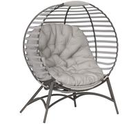 Outsunny Egg Chair W/ Cushion Steel Frame And Side Pocket, Light Grey Light Grey