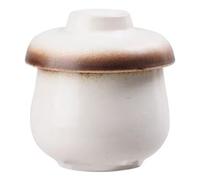 Egg Coddler with Lids, Vintage Ceramic Coddled Egg Cups, White, 250ml | High-Fired Ceramic, Retro Glaze Finish, Ideal for Singles/Couples, Breakfast & Steamed Eggs