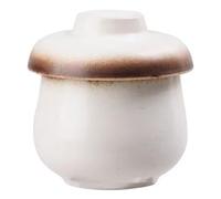 Egg Coddler with Lids, Vintage Ceramic Coddled Egg Cups, White, 250ml | High-Fired Ceramic, Retro Glaze Finish, Ideal for Singles/Couples, Breakfast & Steamed Eggs