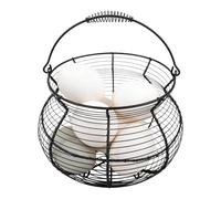 Egg Collection Basket, Vintage Organiser Made of Braided Wire - with Handle and Egg Holder for the Counter | For Kitchen Picnic Farmhouse Garden Harvest Easter Christmas and
