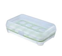 Egg Container For Refrigerator - 15 Grid Egg Carrier Box With Dispenser | Stackable Tray, Leakproof Design For Kitchen Picnic Travel Camping, Portable Holder For Fridge Organisation,