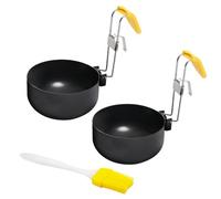 Egg Cooker,2pcs Collapsible Non-stick Hang Ear Egg Boiler with Oil Brush Boiled Eggs for Kitchen Tool