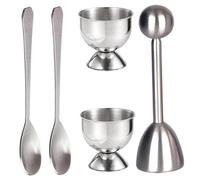 Egg Cracker Topper Cutter Set Stainless Steel Egg Cracker Tool Sturdy Boiled Peeler Set with 2 Cups and 2 Spoons Easily Cut Opener Tool for Kitchen Opener