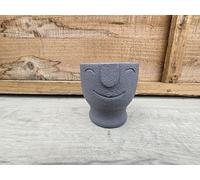 Egg Cup Face with 'HeHe' Look, Decorative Pot Cover (Blue). Perfect for Gifts/Personal Use. Good for Office/Home Environment. Perfect for Cactus/Cacti and Succulents. 5.5cm Inner Diameter