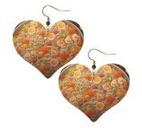 Egg Cup Noodle Ramen Leather Earrings for Women Heart Earrings Lightweight Dangle Drop Earrings Cute Jewelry Gift, One Size, No Gemstone