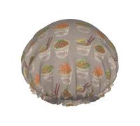 Egg Cup Noodle Ramen print Bath cap Large bath cap Fit for all lengths of hair Protects hair bath cap Reusable