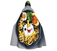 Egg Cup Noodle Ramen Print Hooded Unisex Adult Cloak Halloween Christmas Carnival Theme Parties Cosplay Costum