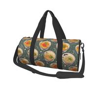 Egg Cup Noodle Ramen Print Travel Duffel Bag Large Foldable Round Travel Carry on Bag with Adjustable Shoulder Strap for Weekender Overnight Flight Hospital Sports