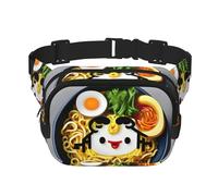Egg Cup Noodle Ramen Print Waist Pack Square Waist Bag Workout Hiking Running Travel Gym Pretty Zipper Fashion