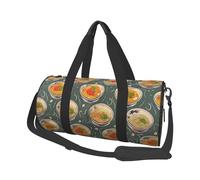 Egg Cup Noodle Ramen Printed Sports Gym Bag with Wet Pocket & Shoes Compartment, Travel Duffel Bag for Men Women