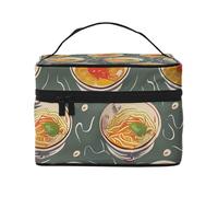 Egg Cup Noodle Ramen Printed Travel Makeup Bag Spacious Portable Cosmetic Organiser with Handle, Large Capacity Toiletry Bag, Gift for Women Girls