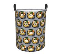 Egg Cup Noodle Ramen Printing Clothes Basket With Handles Circular Shape Great Halloween Perfect For Toys Car Laundry