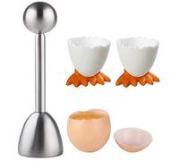 Egg Cup Porcelain Egg Cup Set Funny Egg Cup Set for Soft Stainless Steel Egg Opener Egg Topper Egg Cutter Egg Opener Egg Cup Set Cartoon Egg Stand Raw Boiled Eggs for Baking Breakfast