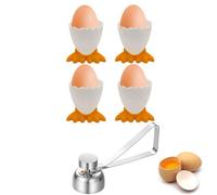 Egg Cups, 4 Pcs Novelty Egg Cups and 1 Pcs Egg Opener, Chicken Feet Funny Egg Cups, for Soft Boiled Eggs and Raw Boiled Egg Brunch, Home Kitchen Decoration Boiled Egg Holder
