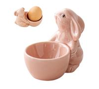 Egg Cups Ceramic Cute Rabbits Design Porcelain Egg Holder Boiled EggsStands for Kitchen Rabbits Shape Breakfast EggHolder Cutlery Decoration Gift Birthday Easter Christmas Family Friends Children