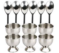 Egg Cups for Soft Boiled Eggs Stainless Steel Set 12 Include 6 Egg Cup Holders and 6 Egg Spoons