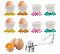 Egg Cups Set, 9pcs Egg Cups and Stainless Steel Egg Opener, Funny Egg Cups, Novelty Egg Cups, Egg Cups Kids, Easter Eggcups Soft Boiled Egg Holder for Creative Cutlery for Home Kitchen Decoration