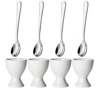 Egg Cups Set for Soft Hard Boiled Eggs Ceramic Egg Cups Stainless Steel Egg Spoons (4 Cup 4 Spoon)