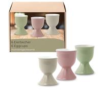 Egg Cups Set of 6 in 3 Bright Colours Ceramic Dishwasher Safe Egg Holder for Breakfast Table