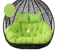 Egg cushion Double Hanging Swing Lounge Chair Soft Deep Cushion, Outdoor 2 Seater Swing Chair Pad with Ties,Fully Filling, Not Collapse(Green)