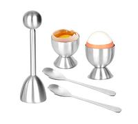 Egg Cutter Topper Set,Stainless Steel Boiled Egg Topper with Spoons and Cups for Hard & Soft Boiled Eggs