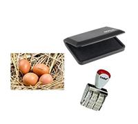 Egg Dater KIT - Includes 3mm Rubber Date Stamp and Ink pad containing Egg Safe Ink - Black