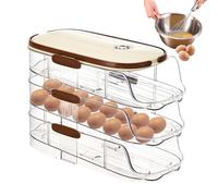 Egg Dispenser - 12.2 X 3.94 X 8.07 Inch, 3 Layer Egg Dispenser, Refrigerator Egg Rack, Automatic Rolling Rack Small Space Saving For Kitchen | In-Room Storage
