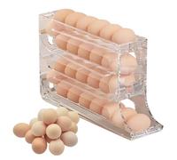 Egg Dispenser For Refrigerator | 4 Tier Egg Holder For Fridge | Automatic Rolling Egg Holder | Rolling Egg Organizer For Refrigerator | Stackable Space Saving Egg Storage Rack For Refrigerator