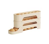 Egg Dispenser - Roll Up Refrigerator Organizer | Automatic Kitchen Shelf, Gravity Container Sliding Vertical Storage, Double Layer Heavy Duty Space Saving Holder