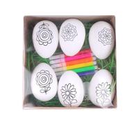 Egg Dye Coloring Set - Flower Design Easter Egg Paint Kit with 6 Paintable Eggs | 6 Easter Paint Markers | Arts & Crafts Fun Easter Basket Filler for Kids | Easter Basket Filler