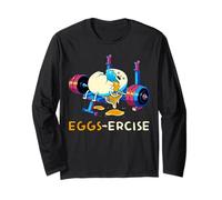Egg Exercise Eggs-ercise Egg Pun Funny Gym Workout Humor Men Long Sleeve T-Shirt