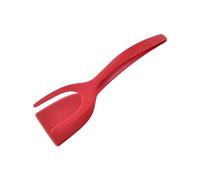 Egg Flipper Spatula - 2 in 1 Frying Tongs and Flip Spatula Tongs, Non-Stick Egg Turners, Pancake Fish French Toast Omelet Making Home Kitchen Cooking Tools Red