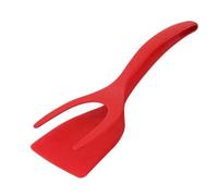 Egg Flipper Spatula, 2 in 1 Grip and Flip Egg Spatula Tongs, Non-Stick Turners for Pancake Sandwiches Bread Omelet Fish Steak French Toast, Tongs Grip and Flip Fried Egg Turners Cooking Tool (Red)