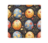 Egg Flower Black Background Pattern Camera Wrap Cloth, Squares Magic Self-Adhesive Cloth for Lens Camera Anti-Scratch Lens Protector Makeup Wrap Cloth Bag 17.7" x 17.7"