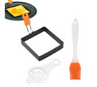 Egg Fry Ring - Non-Stick Egg Ring Mold | Square Egg Ring, Stainless Steel Fried Egg Ring | Grill Pancake Shaper with Silicone Handle Perfect for Breakfast, Omelets, Sandwiches