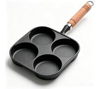 Egg Frying Pan, 4-Hole Non-Stick for Breakfast | Wooden handle ,For pancakes, burgers & fried eggs ,Kitchen breakfast cooking ,Easy to clean