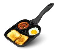 Egg Frying Pan Divided Non Stick Fried Egg Cooking Pan 3 in 1 Breakfast Pan Steak Sausage Omelette Pan with Comfortable Handle for Gas Stove and Induction Hob