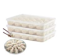 Egg Holder - 11.61x8.46x1.69in Egg Container, 3Pcs Large Stackable Microwave-Safe Organizer | Dumpling Storage Tray With PP Material | Kitchen Accessory For Fridge, Pantry, Home, Apartment, Restaurant