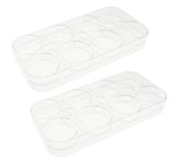 Egg Holder, 2 Pack Fridge Egg Tray for Kitchen Organization, Durable PP Plastic Egg Storage Rack, Compact Design for Refrigerator or Countertop Use, 17.5 X 8.5 X 2.2 Cm