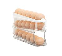 Egg Holder - Auto Rolling Refrigerator Organizer Stackable Storage Rack, Smooth Slide Design | Egg Holder For Fridge, Counter, Kitchen, Cabinet, Pantry, Side Door, Tabletop, Home, Food Saver